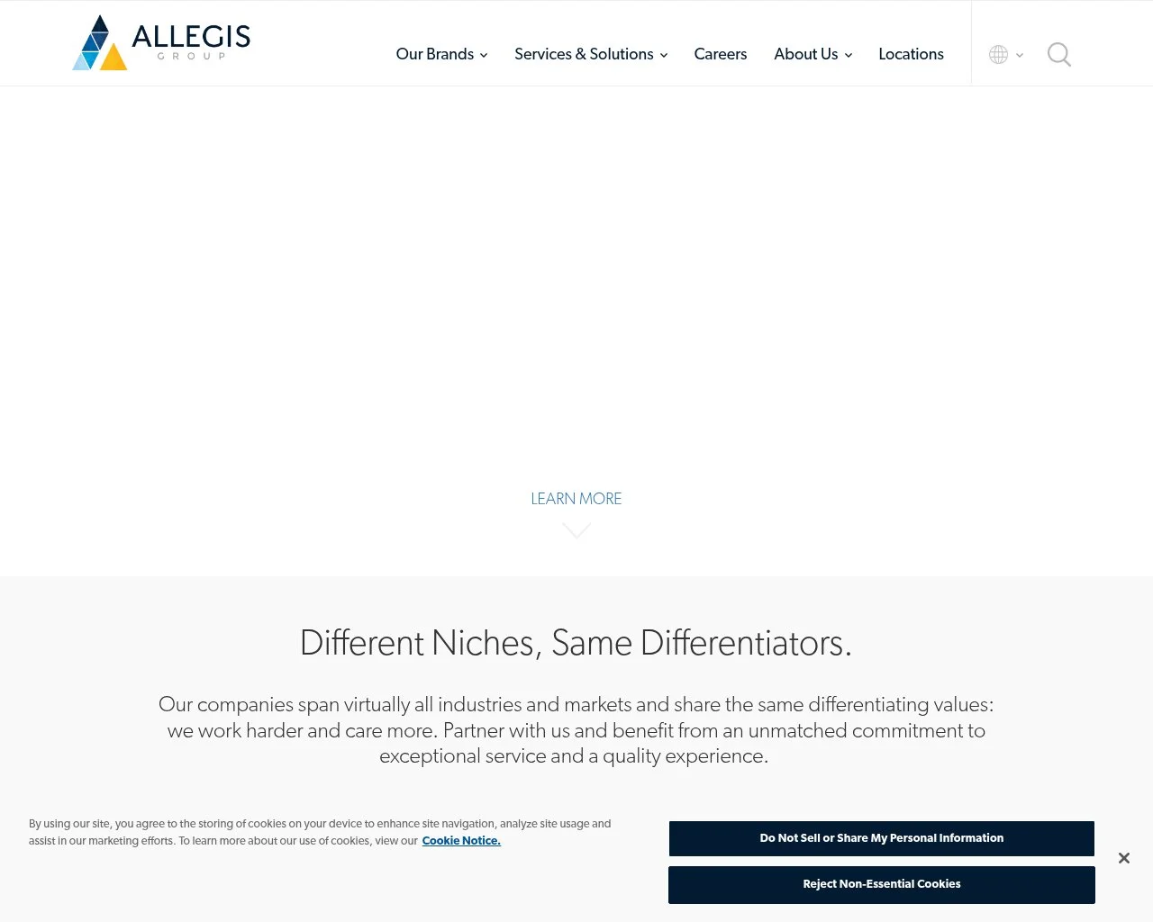 Screenshot of the Allegis Group website homepage