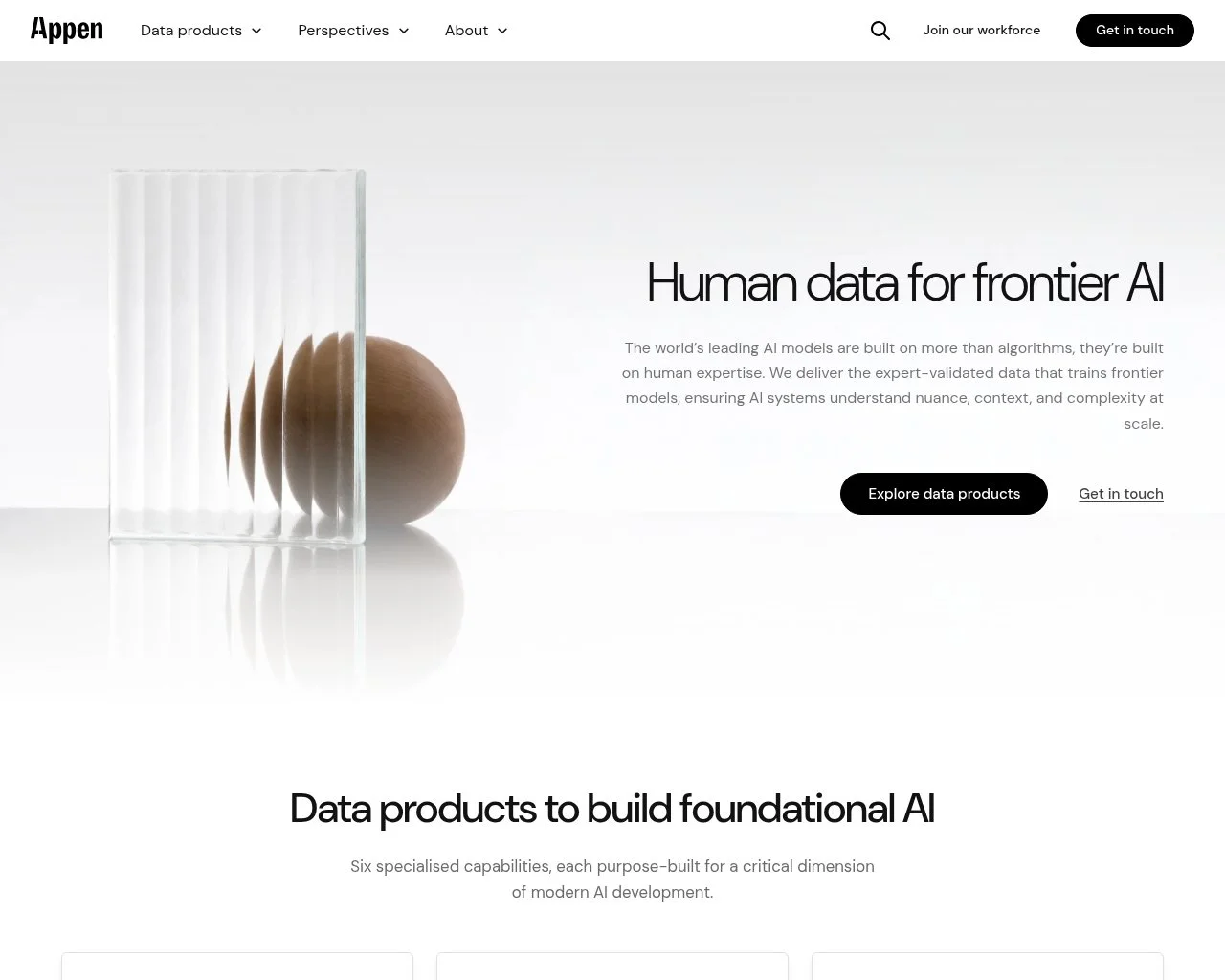 Appen homepage screenshot