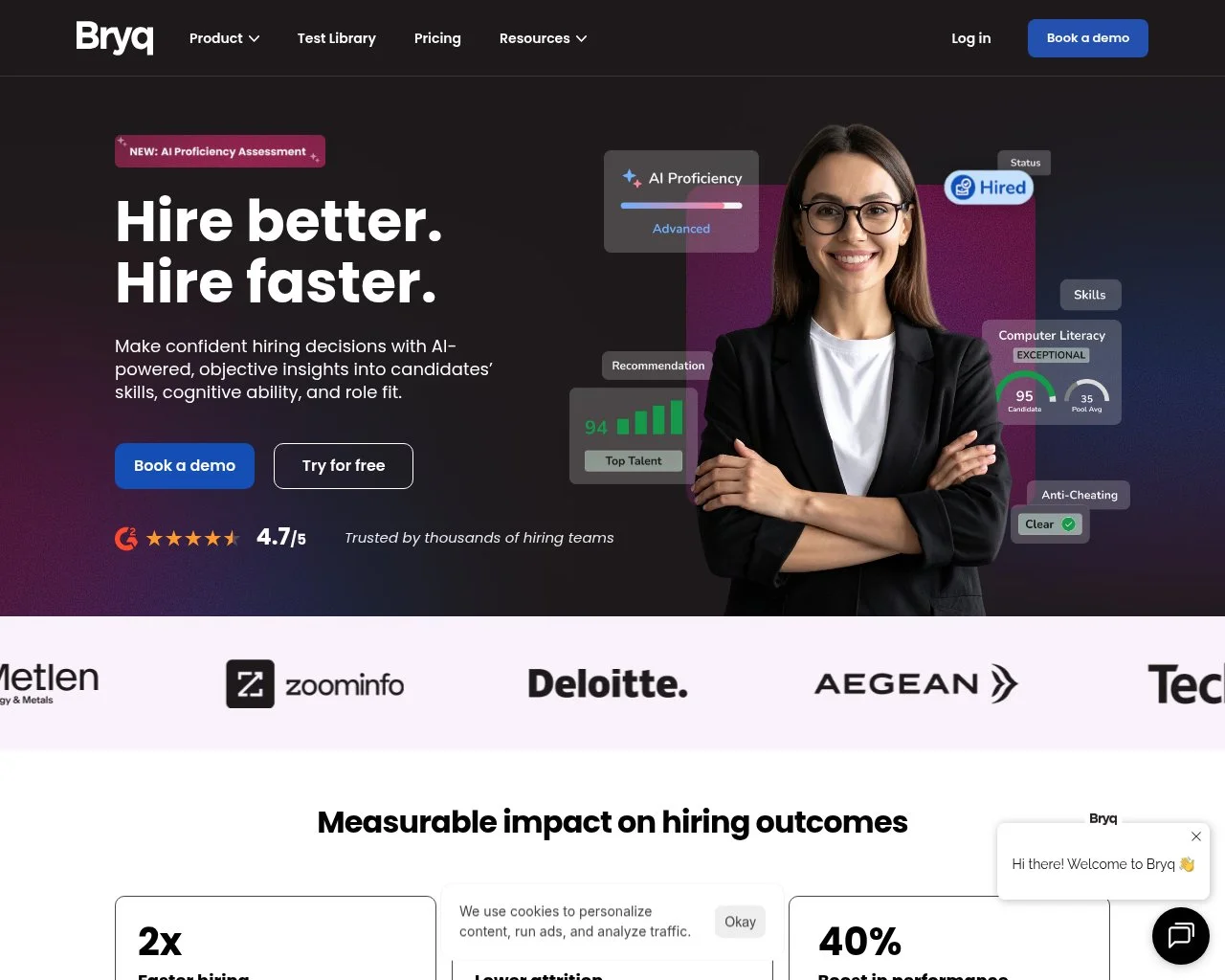 Screenshot of the Bryq website homepage