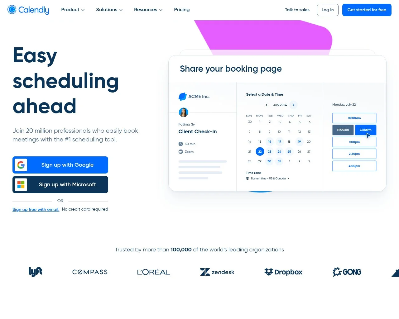 Calendly homepage screenshot