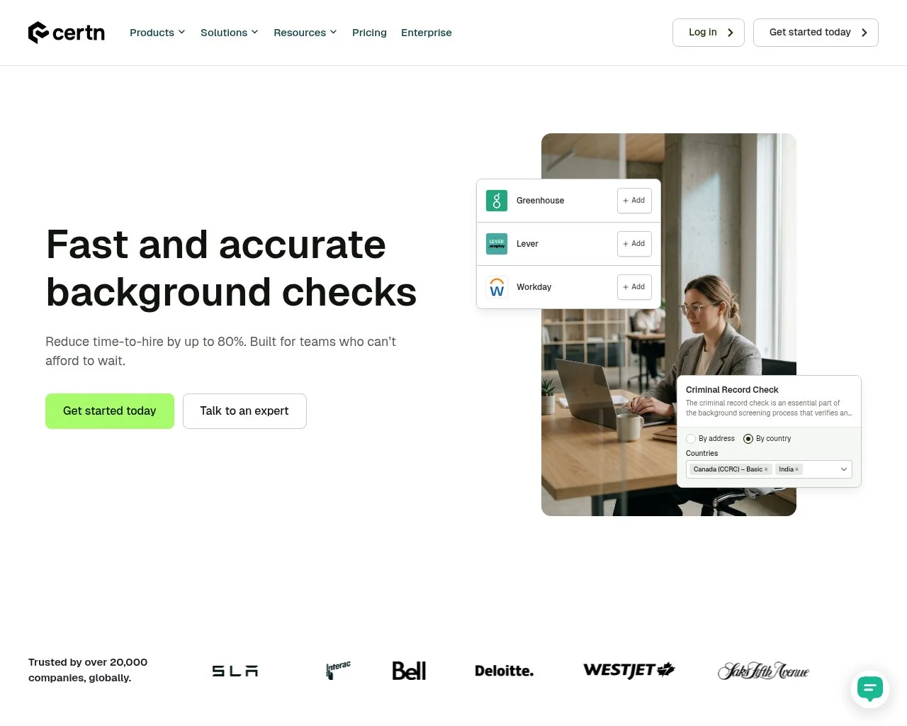 Certn background check platform homepage