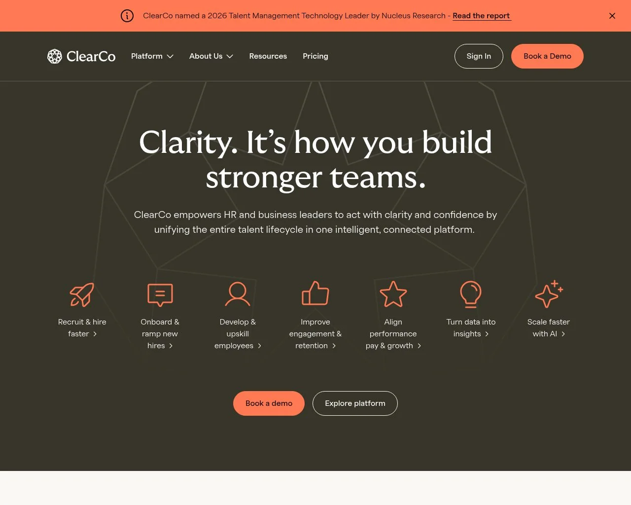 Screenshot of the ClearCo website homepage