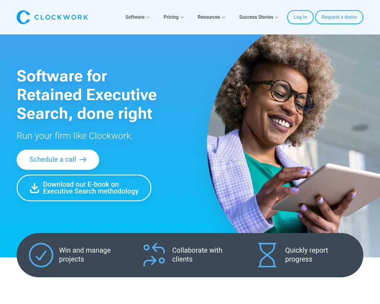 Screenshot of the Clockwork Recruiting website homepage