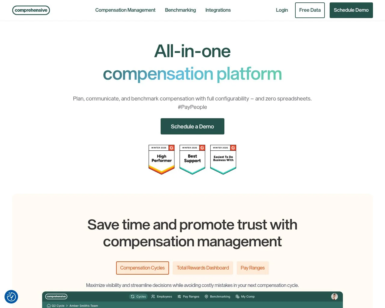 Screenshot of the Comprehensive.io website homepage