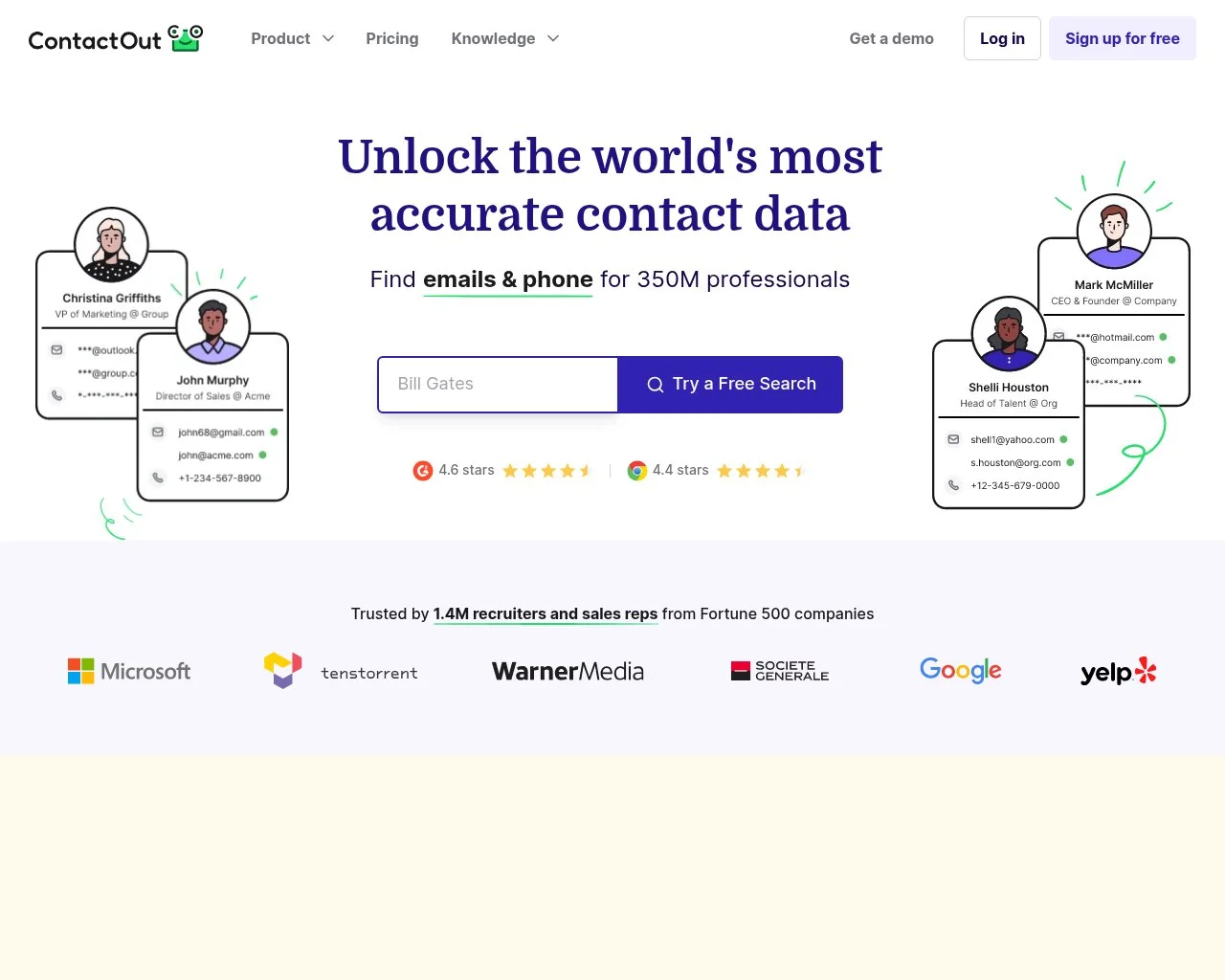 ContactOut email and phone finder homepage