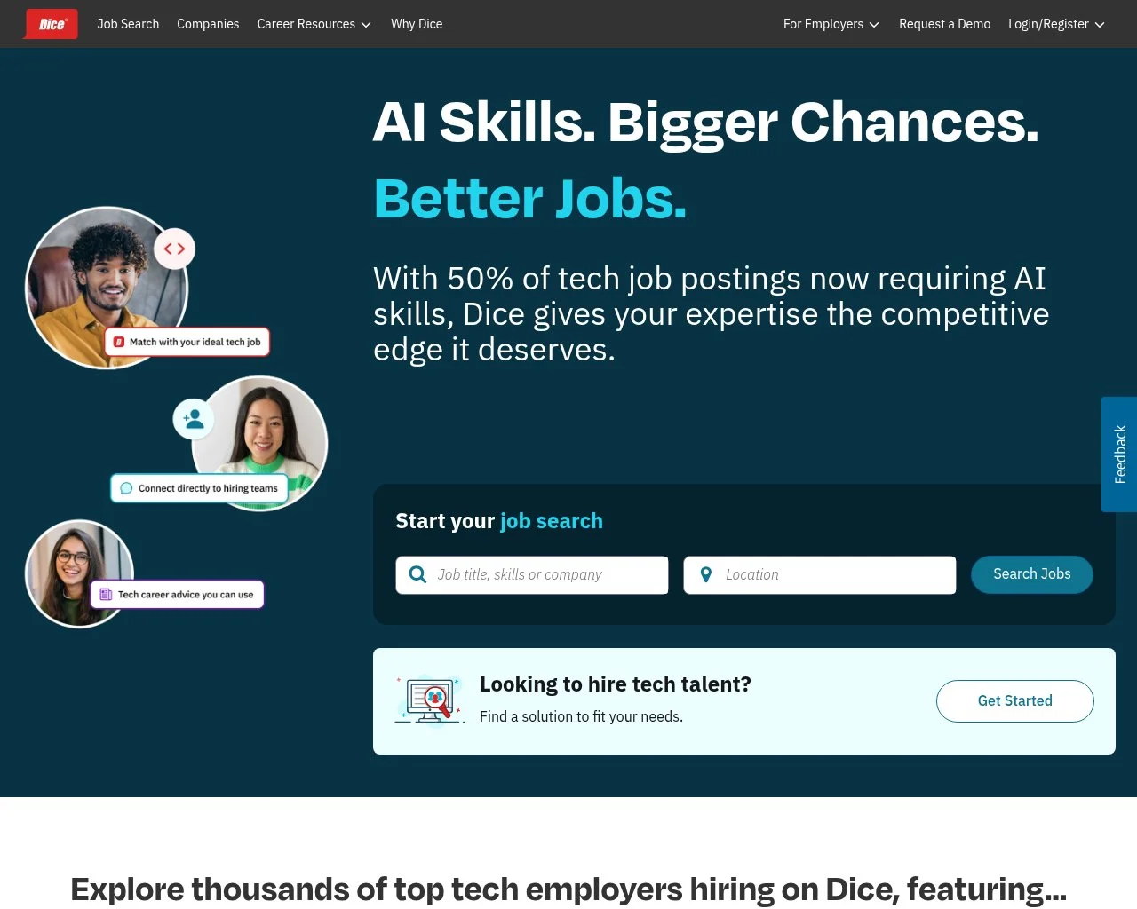 Dice homepage