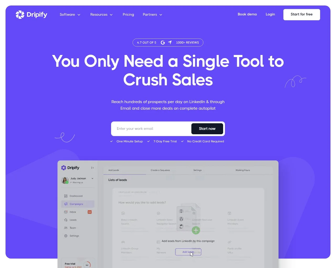 Dripify LinkedIn automation platform homepage