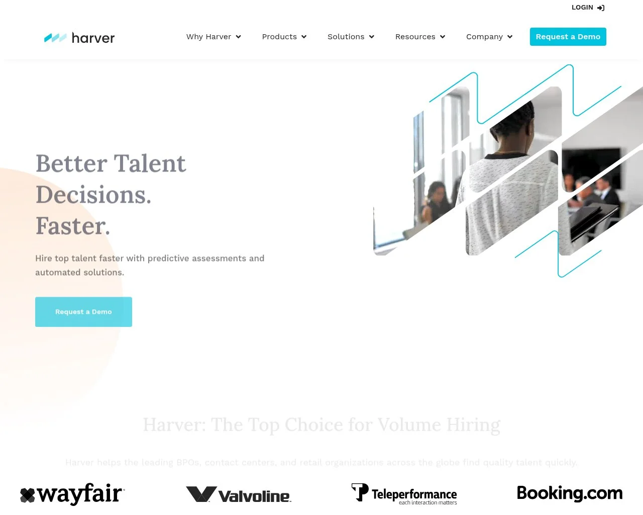 Screenshot of the Harver website homepage
