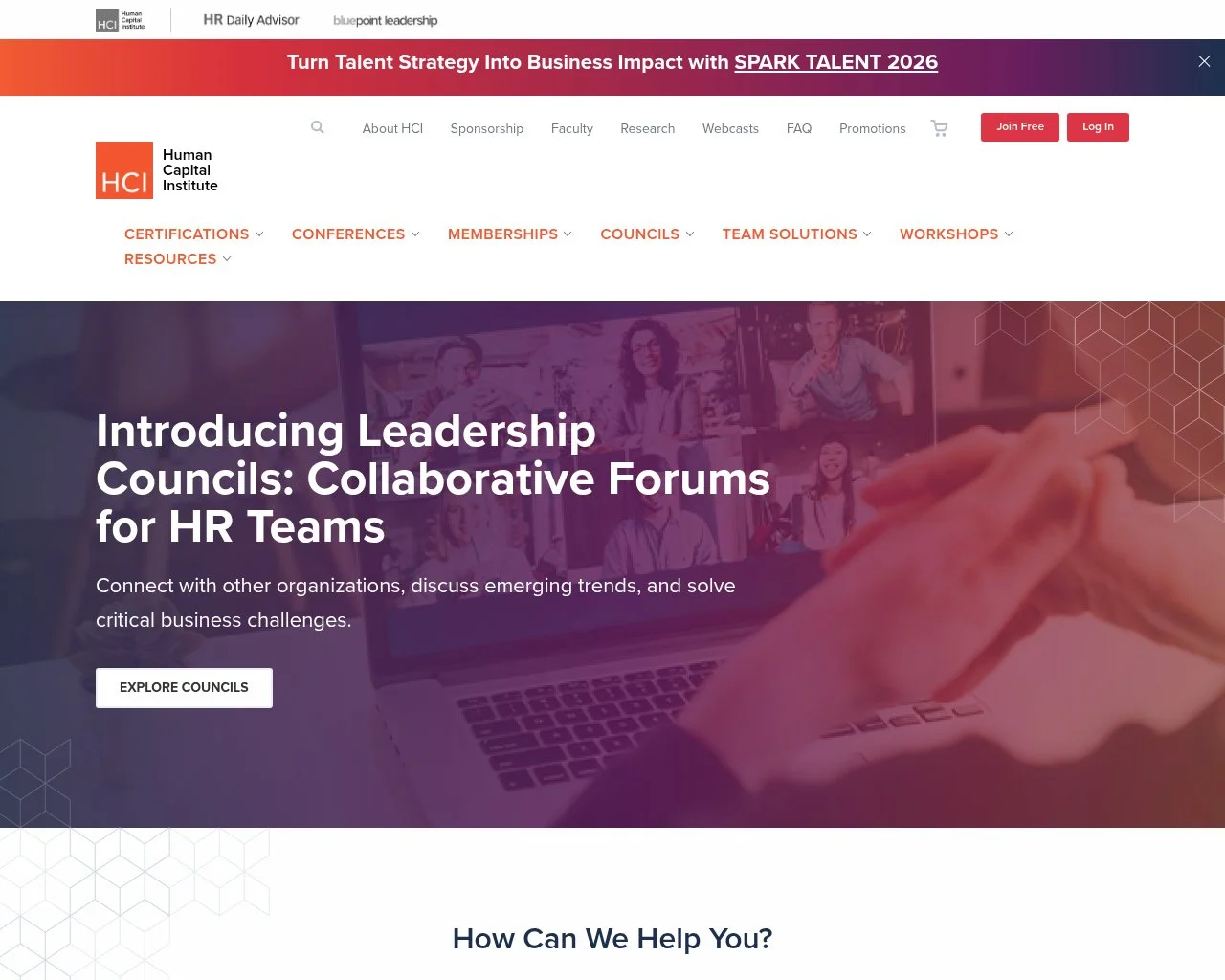 Human Capital Institute homepage screenshot