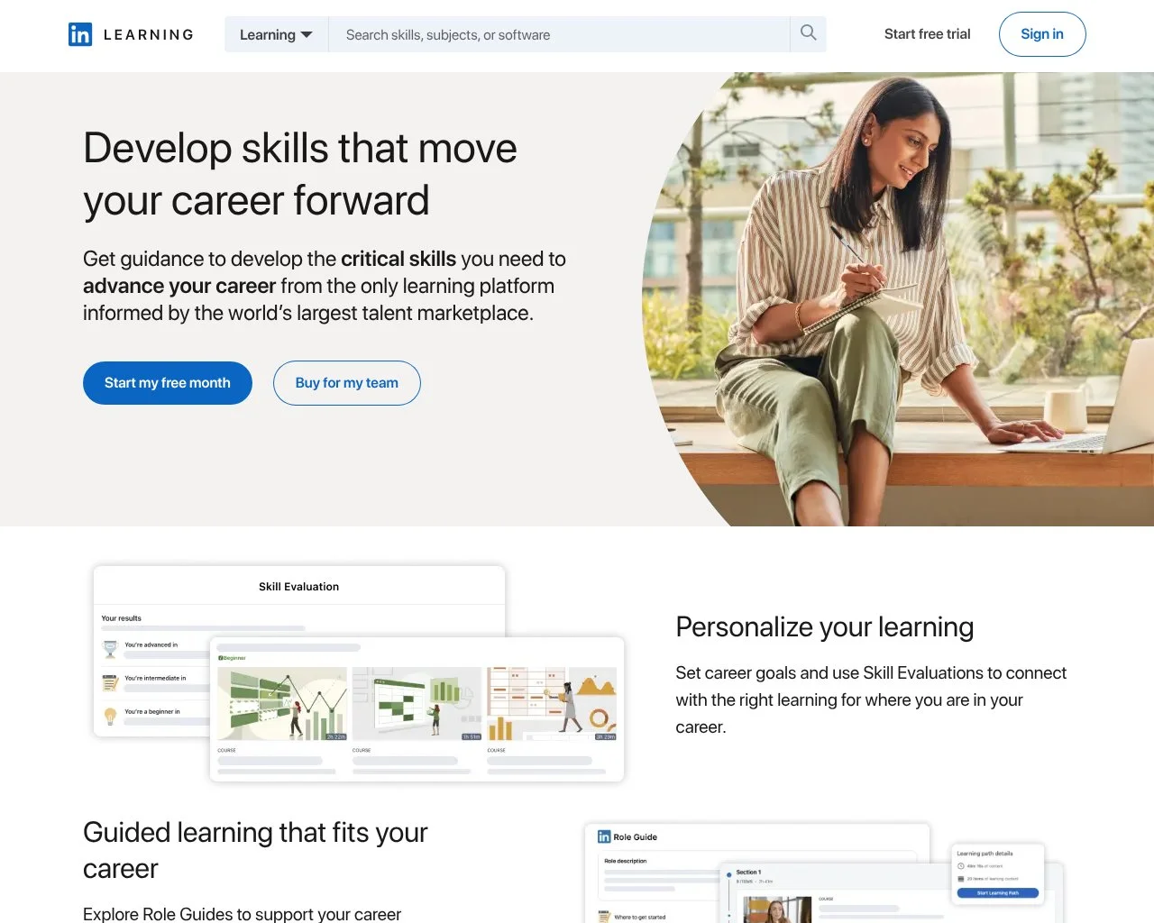 LinkedIn Learning homepage screenshot
