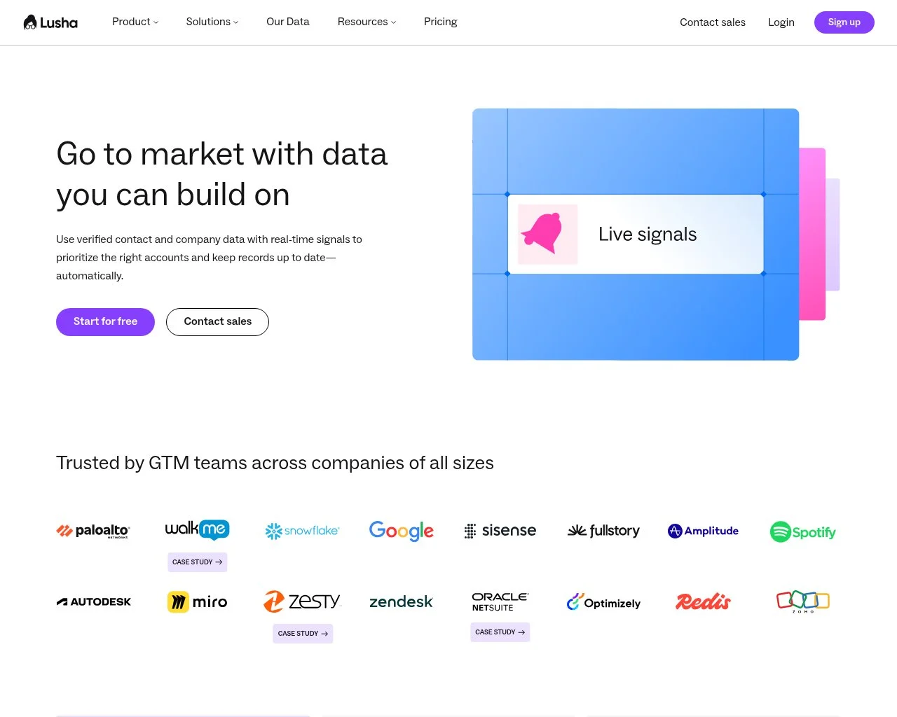 Lusha business email finder homepage