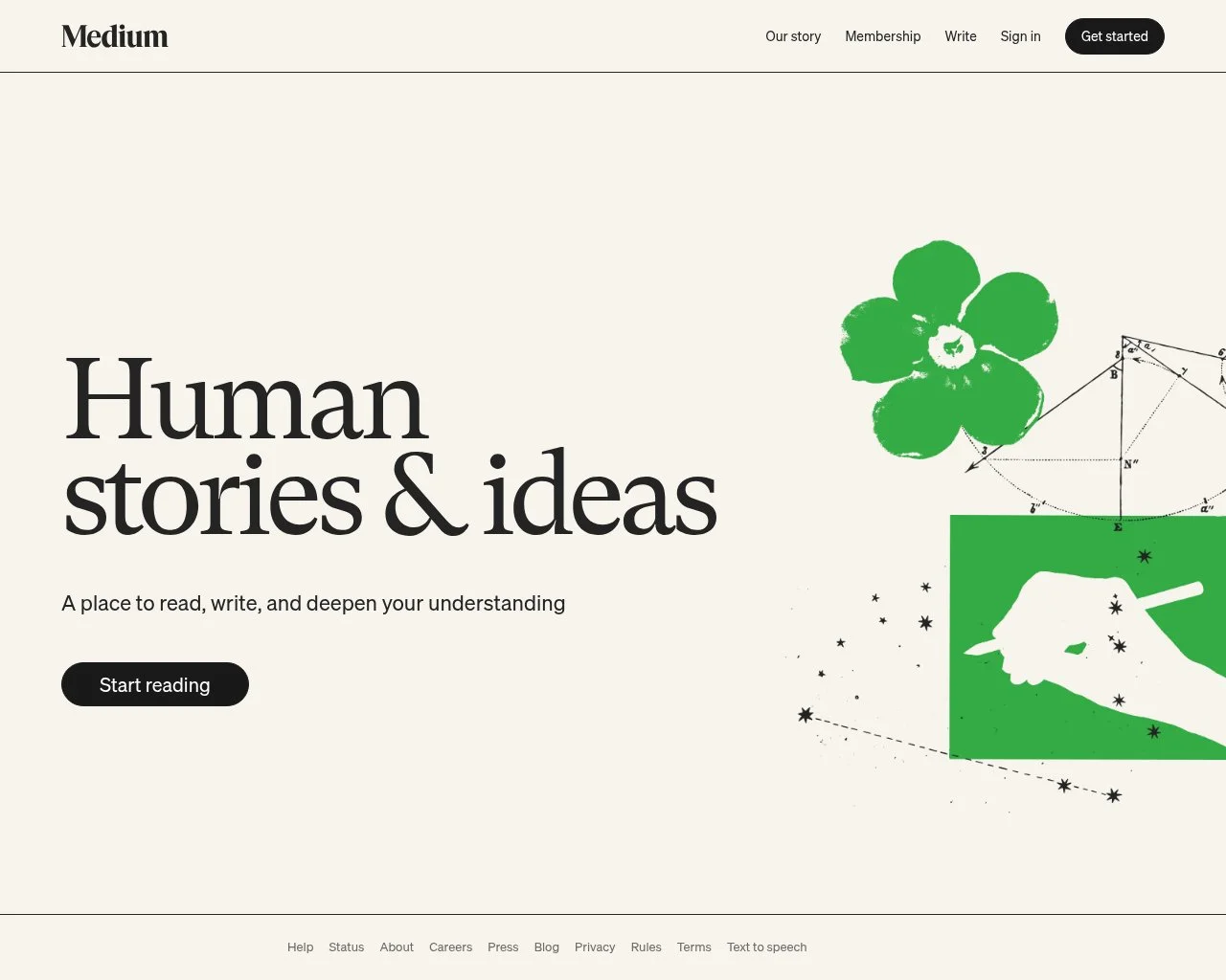 Medium homepage