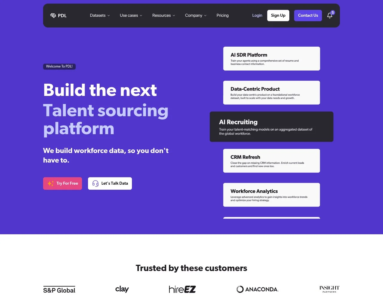 Screenshot of the People Data Labs homepage