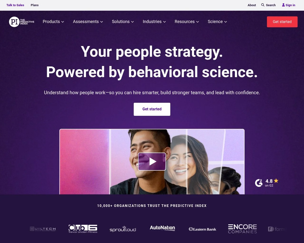 Screenshot of the Predictive Index website homepage