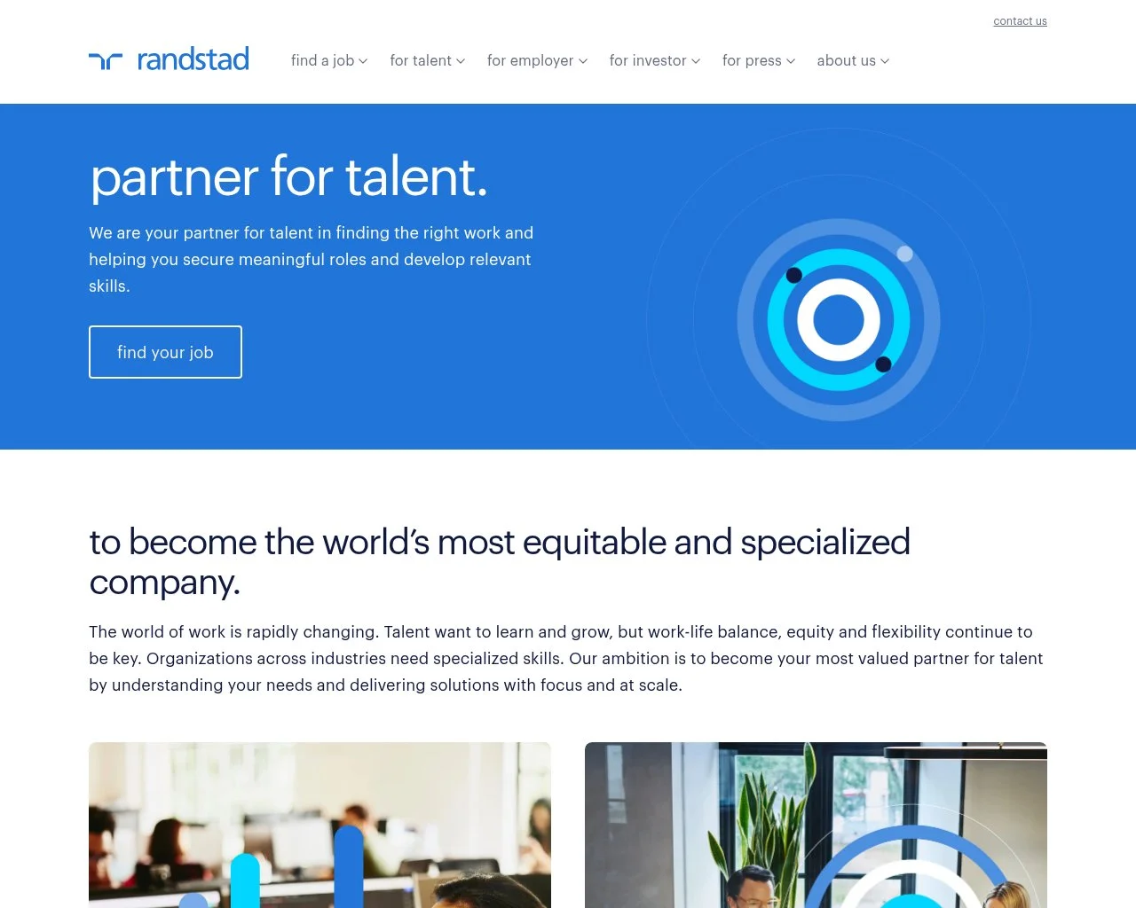Screenshot of the Randstad website homepage