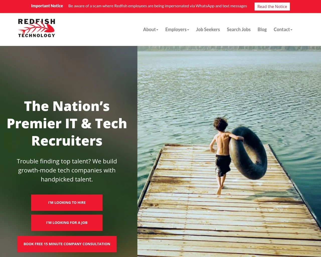 Screenshot of the Redfish Technology website homepage