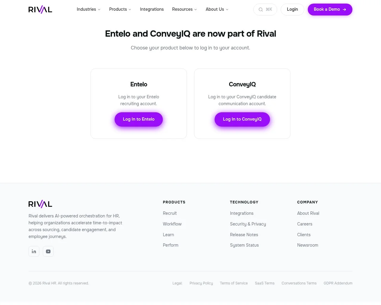 Entelo recruiting page on Rival