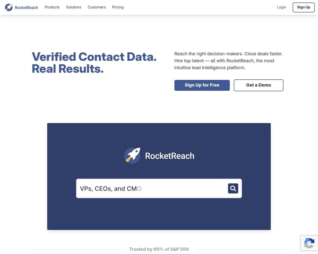 RocketReach contact intelligence platform homepage