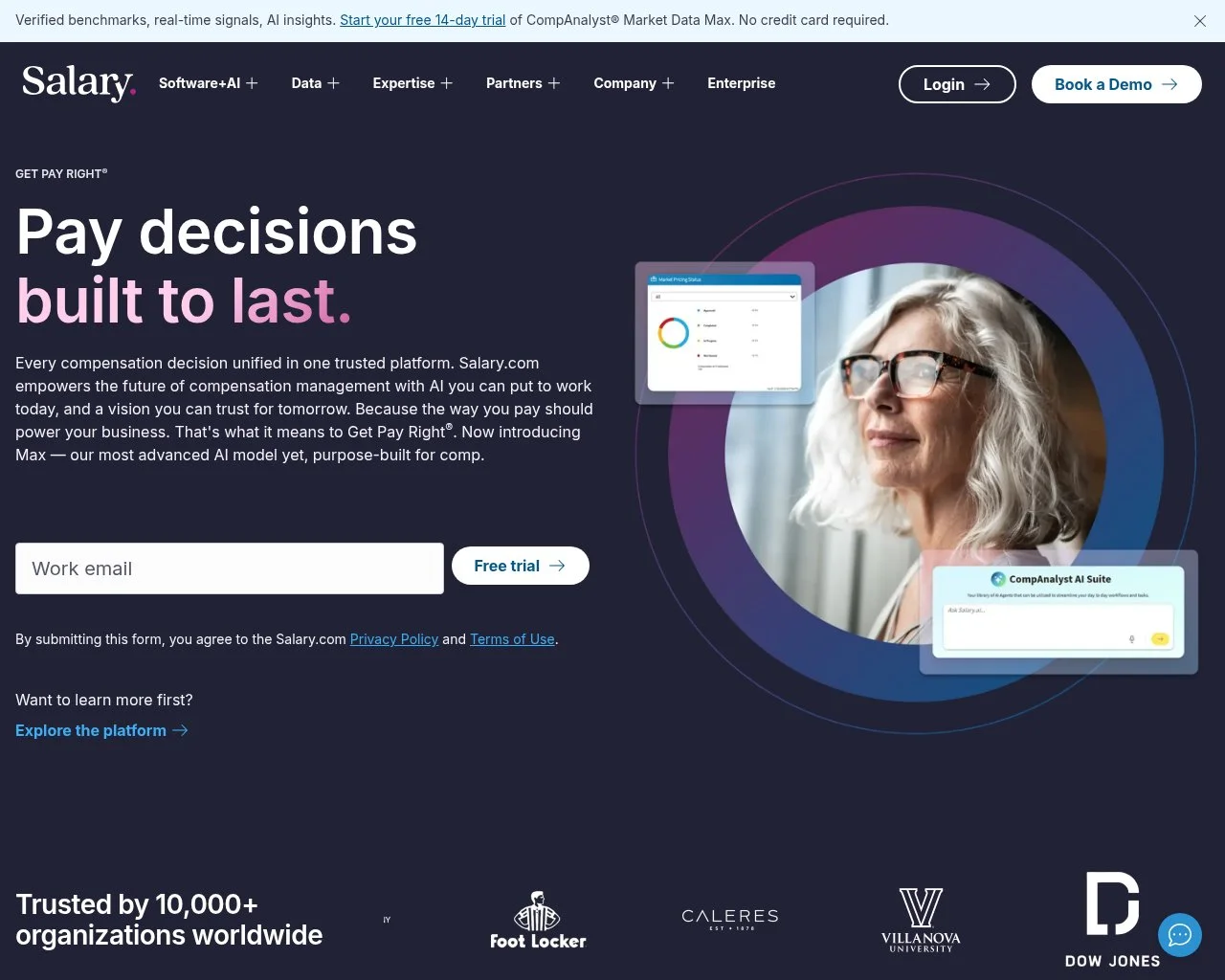Screenshot of the Salary.com website homepage