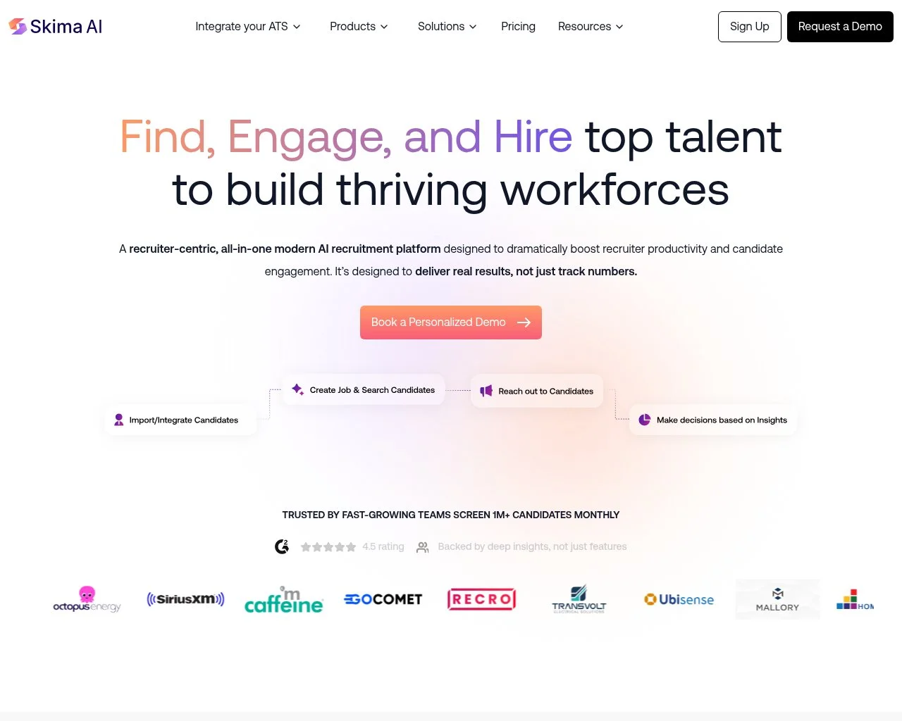 Skima AI homepage