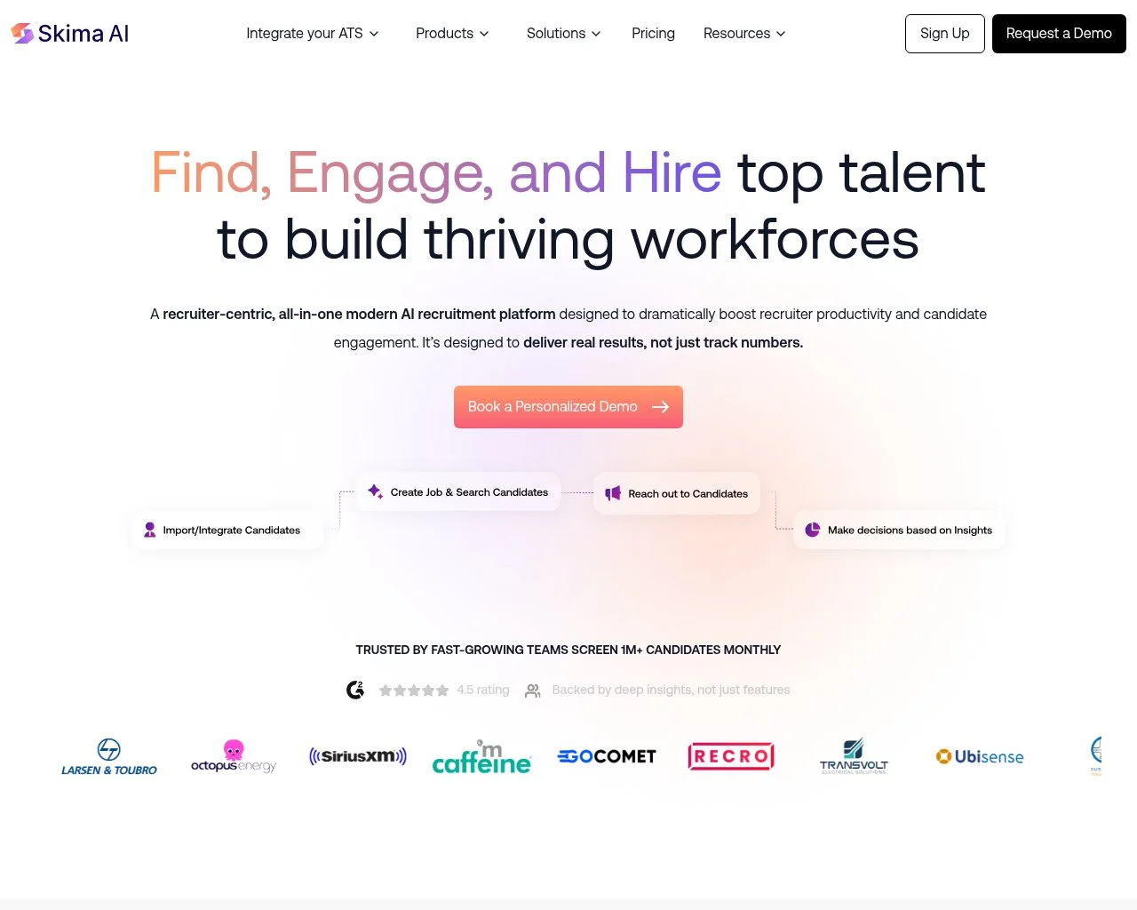 Skima AI homepage screenshot