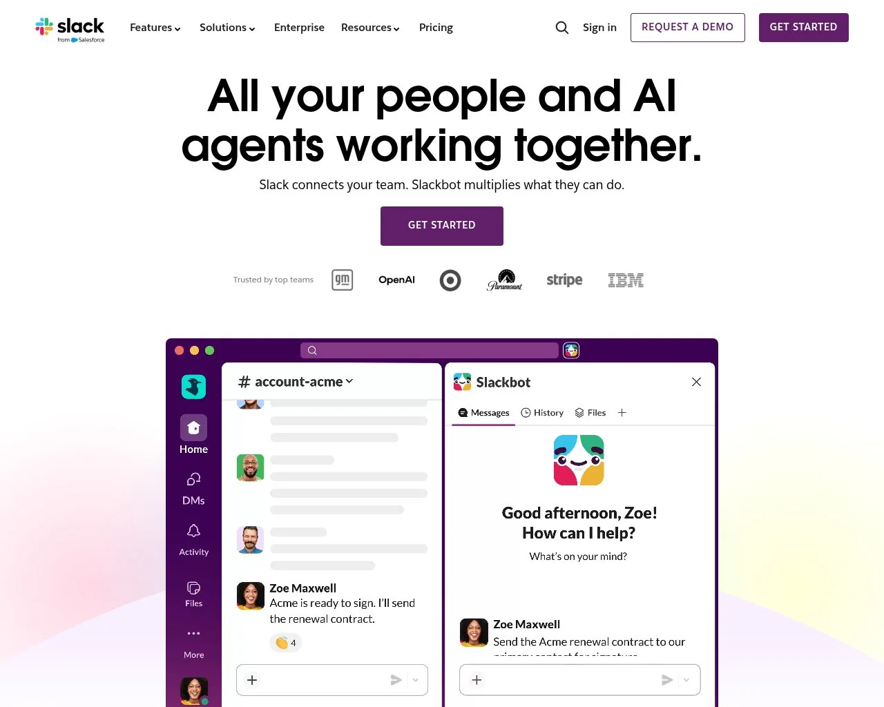 Slack homepage