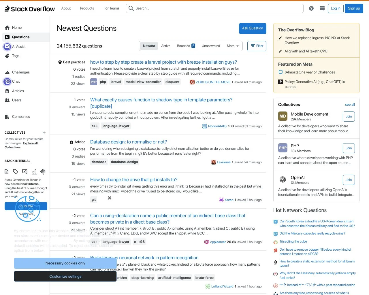 Stack Overflow homepage