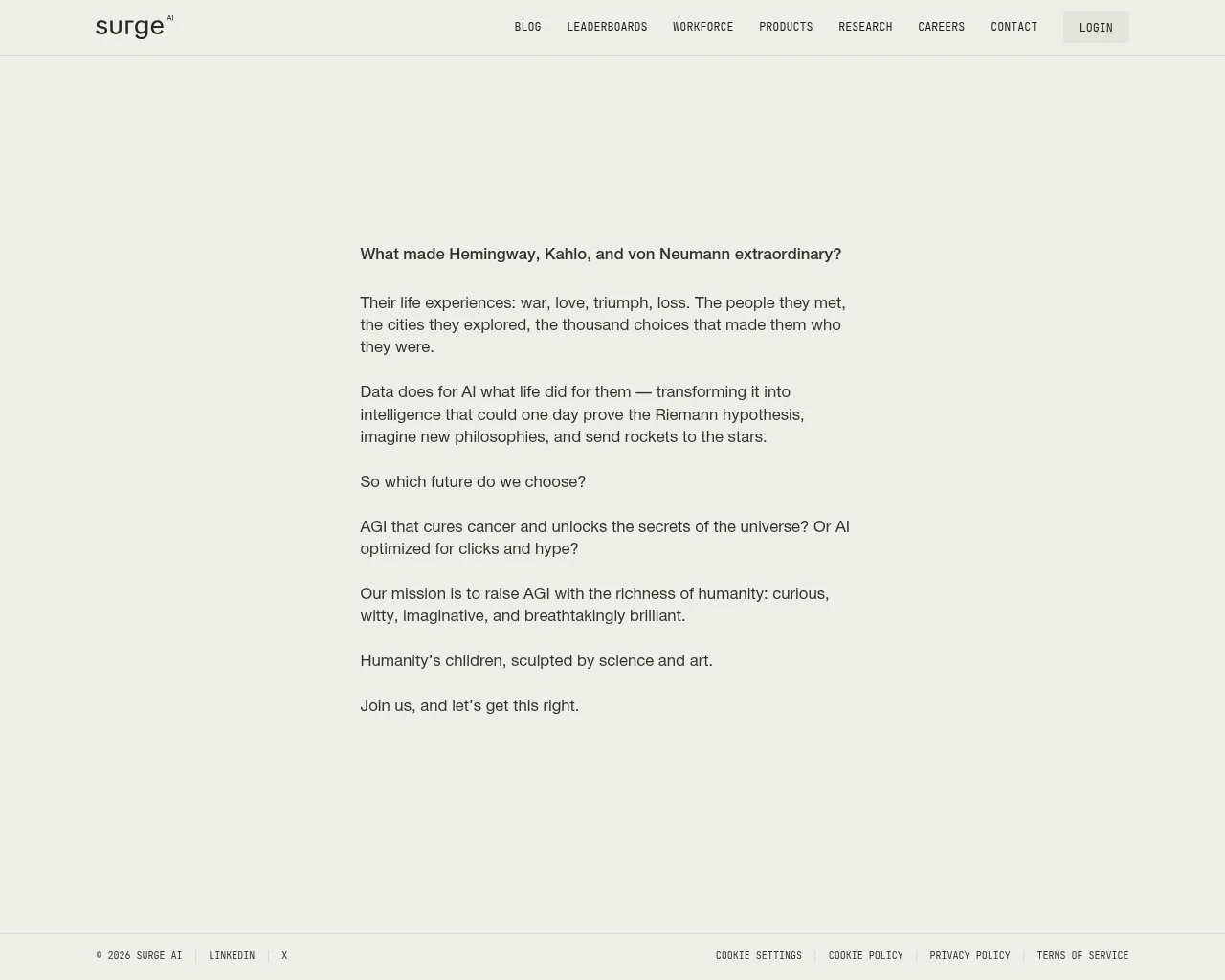 Surge AI homepage screenshot