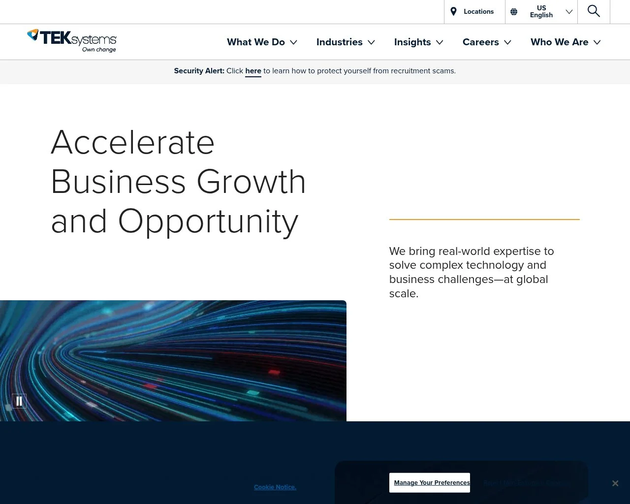 Screenshot of the TEKsystems website homepage