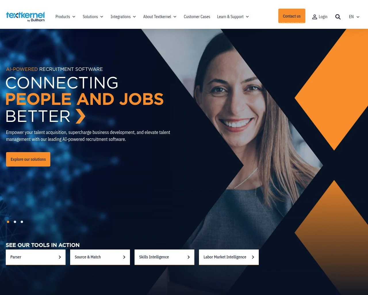 Textkernel resume parsing platform homepage