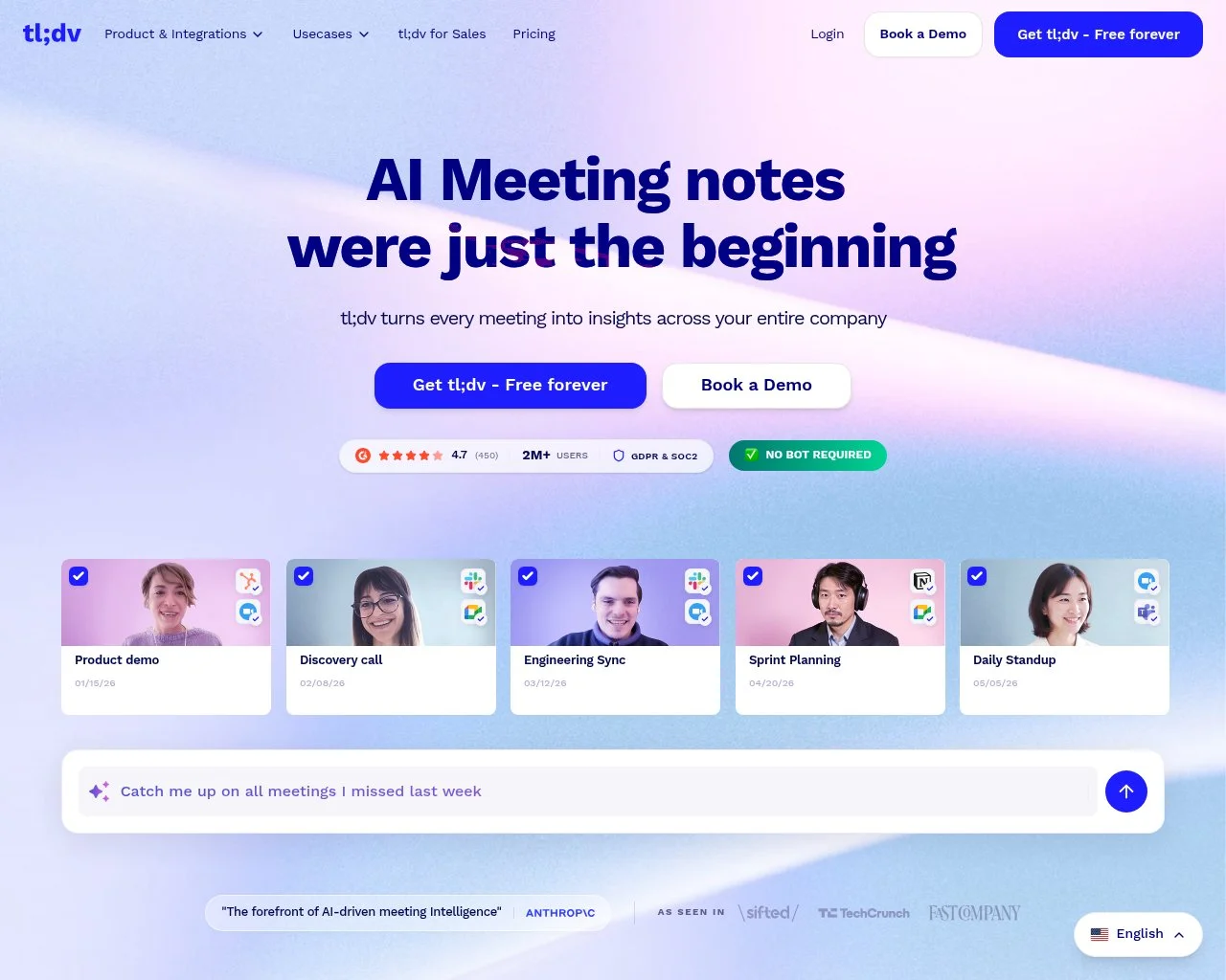 tl;dv homepage