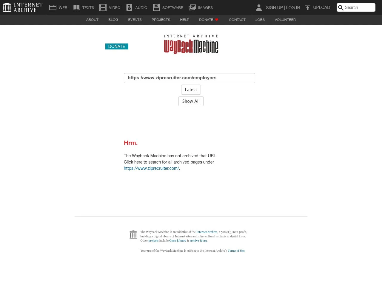 Screenshot of the ZipRecruiter for Employers homepage