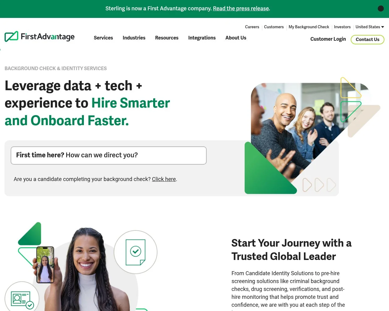 Sterling background check platform homepage