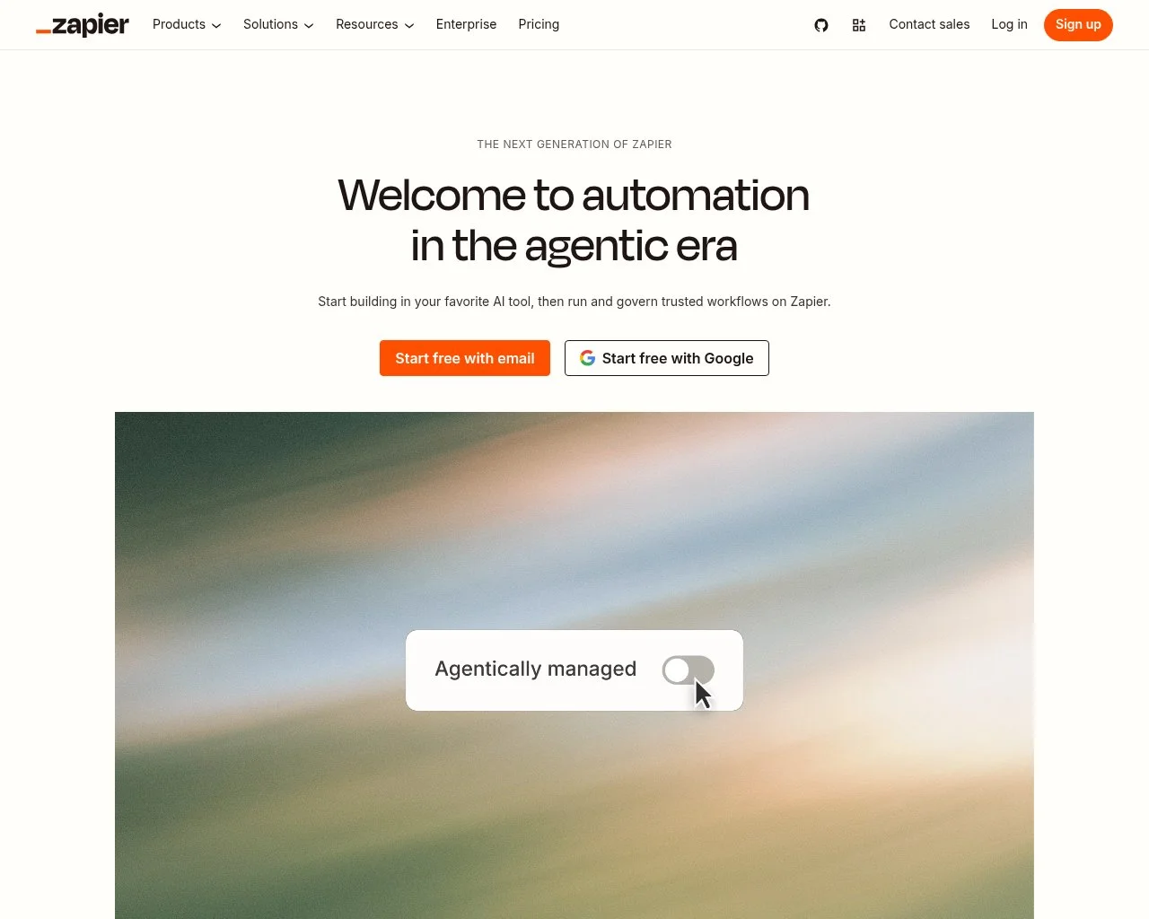 Screenshot of the Zapier website homepage